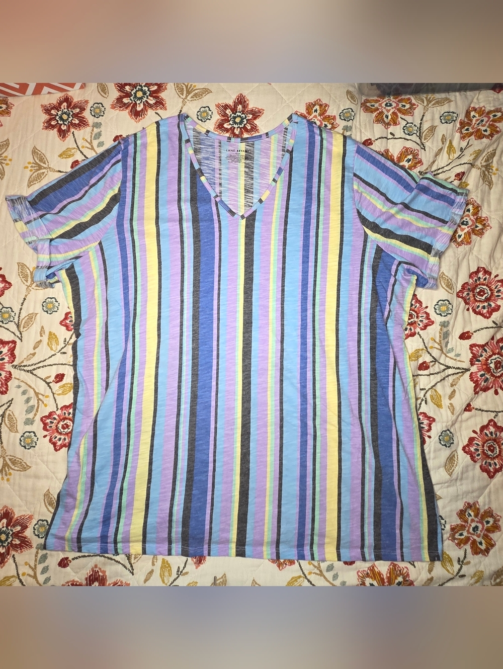 Lane Bryant plus size women's V-neck striped shirt, size 22/24